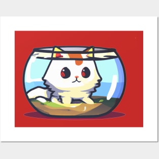 CAT IN FISHBOWL Posters and Art